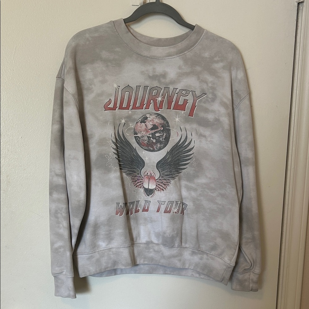 Journey Gray Tie-Dye Women's Crewneck Sweatshirt